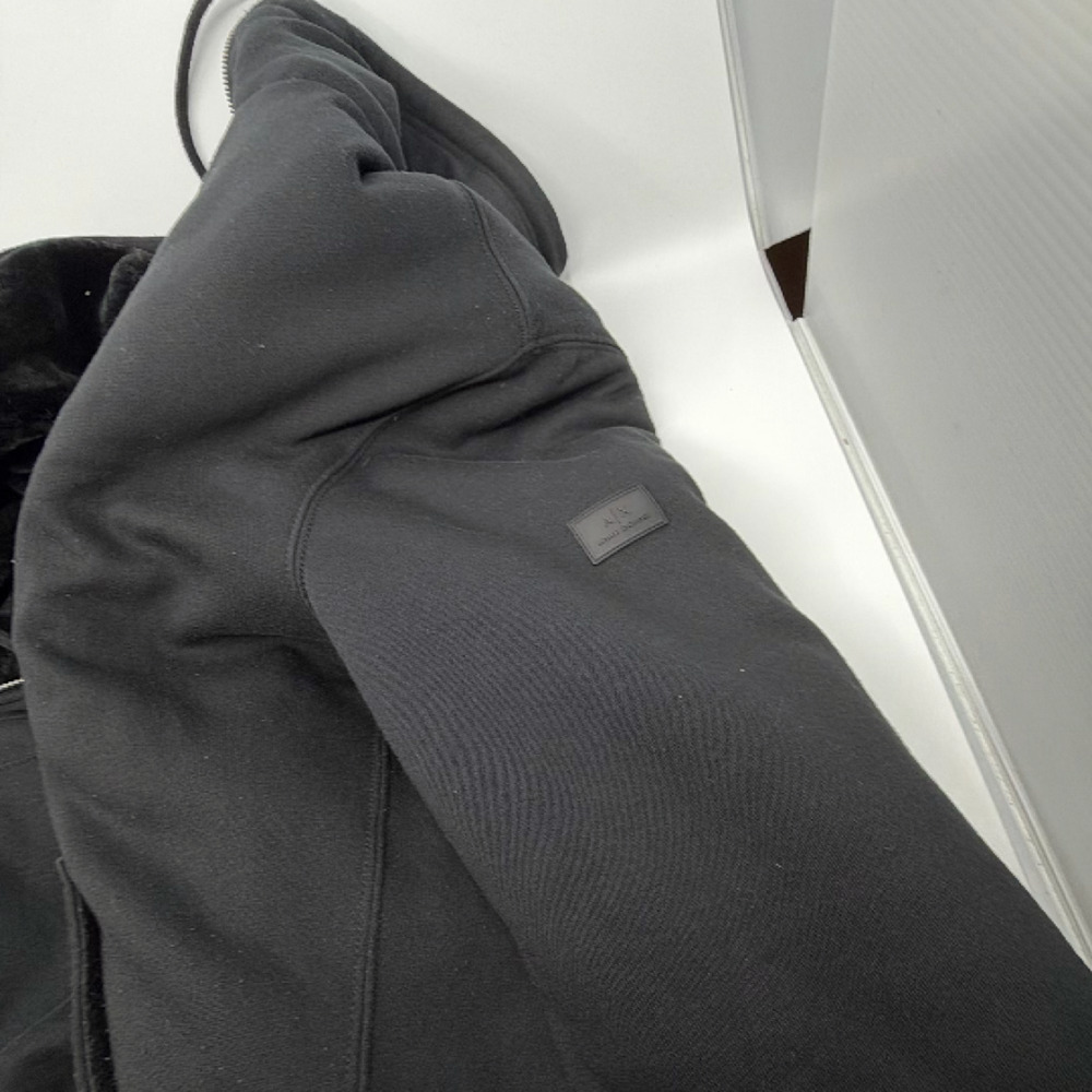 Armani Exchange Black Faux Fur Lined Large Hoodie - Picture 3 of 8